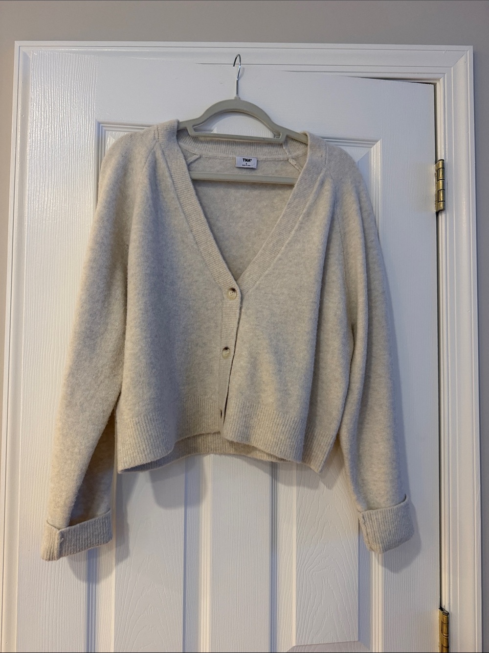 TNA Cream V-Neck Button Cardigan